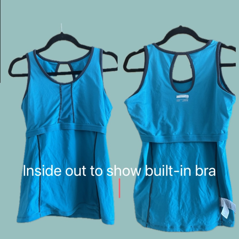 Marmot workout Tank with keyhole back and Built in Bra - Picture 3 of 5